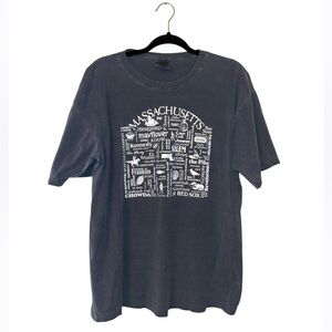 Vintage Comfort Colors Massachusetts State Graphic Tourist Souvenir T-Shirt Sz L